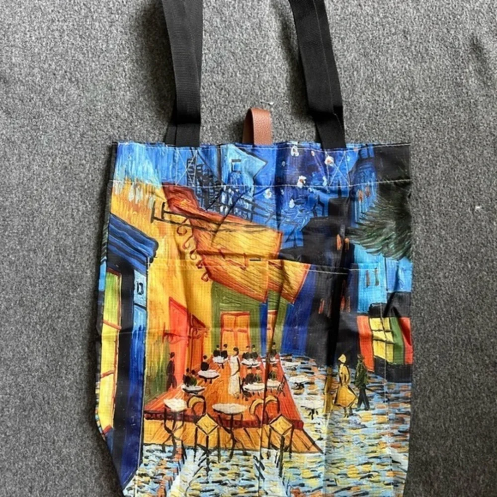 Polyester Oil Painting Van Gogh Tote Bags Reusable Bag Café Terrace at Night new